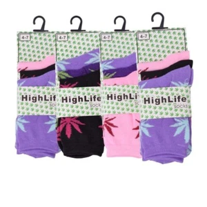3 6 12 Paar Damen Sneaker Socken Weed Leaf Print Cannabis Rich Cotton Socken - Bild 1 von 1