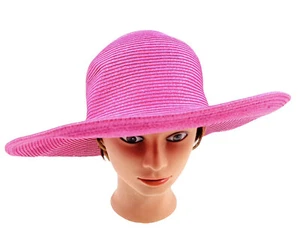 Cappelli Straworld Floppy Sun Hat Ajustable Rosa Caliente Barbiecore Brillante Playa - Imagen 1 de 9