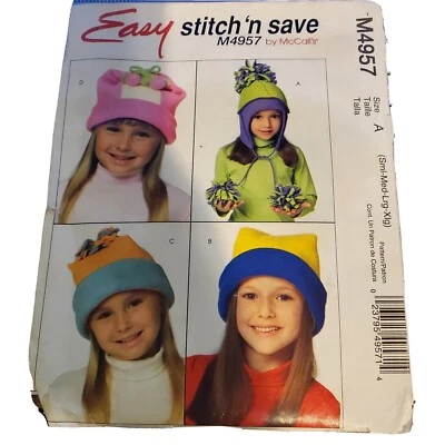 McCalls Easy Stitch N Save Sewing Pattern Winter Hat M 4957 Size A uncut - Image 1 of 2