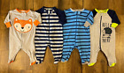 Baby Boy Newborn Sleepers Pajama Clothes Lot Bundle Sleep & Play Outfits Animals