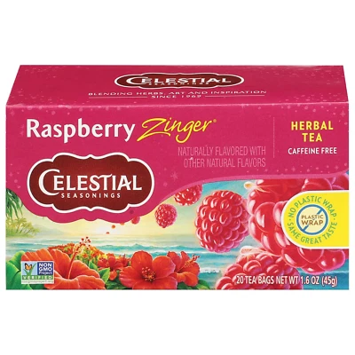 Celestial Seasonings Raspberry Zinger Herbal Tea, Caffeine Free - 20 Tea Bags - Image 1 of 4