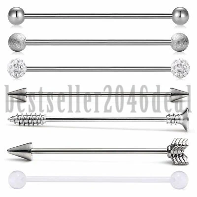 7PCS Industrial Stainless Steel Barbell Arrow Ball Ear Cartilage Piercing 14G - Image 1 of 4