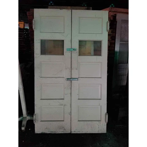 Vintage Wooden Double Doors 2 Padlock Hasps Cover
