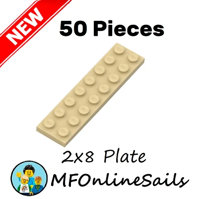 **NEW** 50x Genuine LEGO 2x8 Tan PLATES - Part # 3034 bulk lot - Image 1 of 4