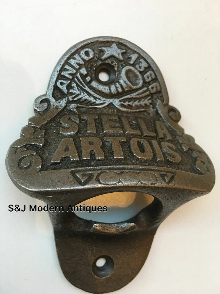 Stella Artois Bottle Top Opener Wall Mounted Vintage Antique Iron Retro Engraved - Image 1 of 4