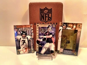 NFL Football John Elway Broncos Gold Cards Pig Skin Leather Case Plus Extra Card - Picture 1 of 9