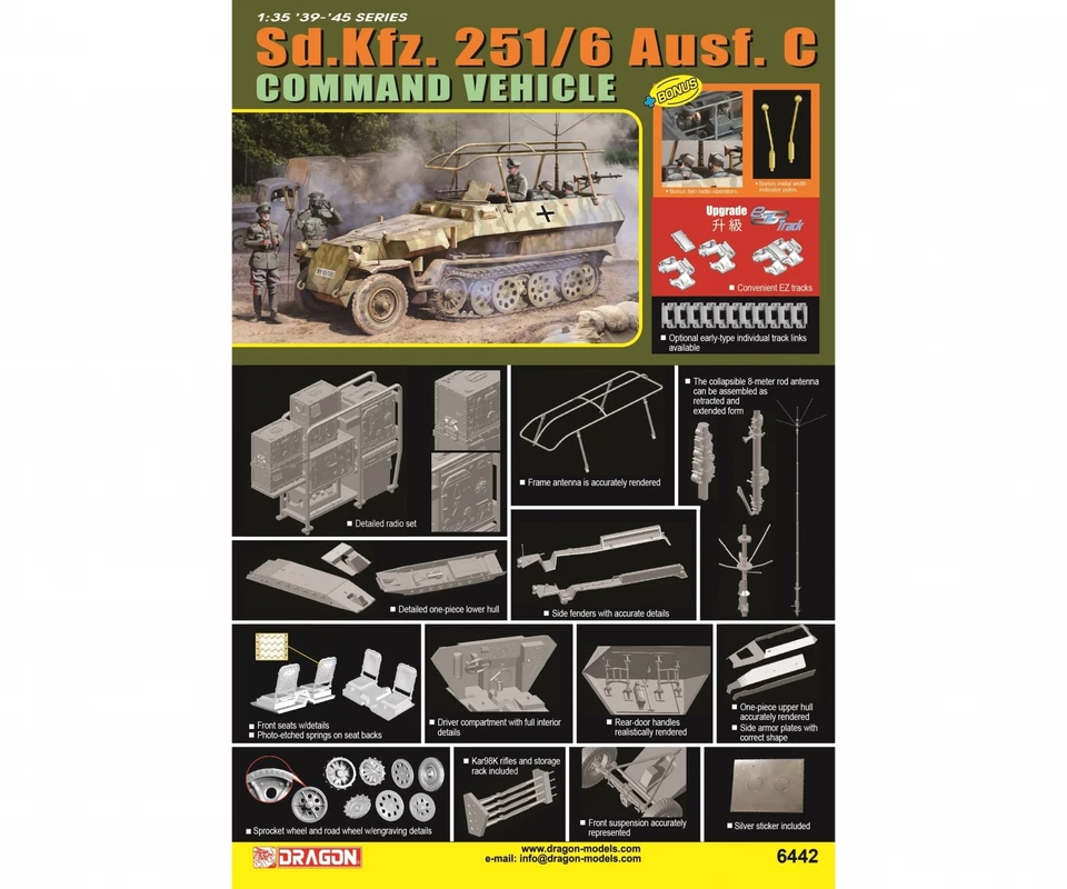 Dragon 6442 - 1/35 Sd.Kfz.251/6 Ausf.c Command Veicolo - Nuovo - Immagine 1 di 1