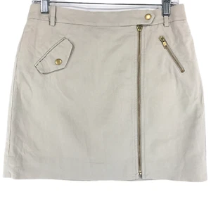 J Crew Lined Skirt Women's 2 (Waist 29in) Beige Linen Cotton 4 Pocket Mini - Picture 1 of 7
