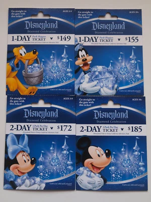4 Different DISNEYLAND 60th Diamond Anniversary Passport Gift Cards 2015 Mint - Image 1 of 4
