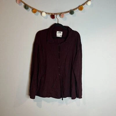 Lino Borgoña Jacquard Casual Chaqueta Blusa Foto 1 de 4