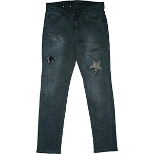 MAC 38 L30 Jeans Hose used grau Damen  Stretch Nieten Sterne Strasssteine W30 M - Bild 1 von 5