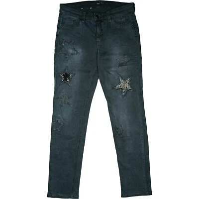 MAC 38 L30 Jeans Hose used grau Damen  Stretch Nieten Sterne Strasssteine W30 M - Bild 1 von 4