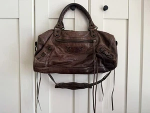 Balenciaga City Brown Leather Handbag Vintage 2Way Used Bag - Picture 1 of 10