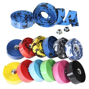 2PCS Cycling Road Bike Bicycle Handlebar Tape Bicycle Bar Wrap Ribbon Bar Plugs - Picture 1 of 16
