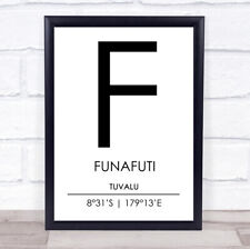 Funafuti Tuvalu Coordinates World City Travel Quote Wall Art Print