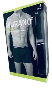 Murano Mens 2-Packs Comfort Stretch Fabric Trunk Boxer Briefs Size L Black NWT - Picture 1 of 3