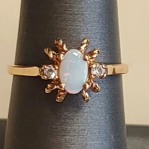 10K Opal with CZ Ring Size 6.5 - 2g - Picture 1 of 12