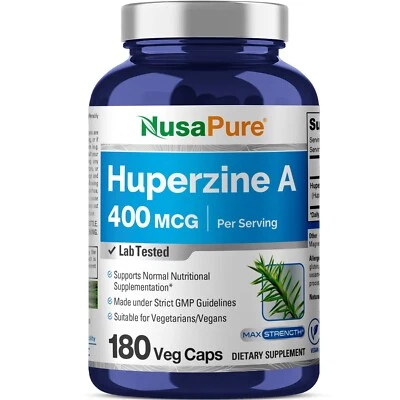 NusaPure Huperzine A 400mcg 180 Cápsulas Vegetarianas No OGM y Veganas Foto 1 de 4