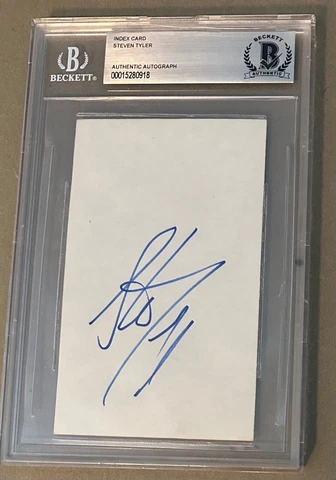STEVEN TYLER SIGNED INDEX CARD BAS BECKETT AUTHENTICATED BAS SLAB AEROSMITH AUTO Cover
