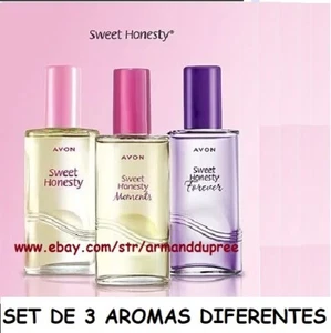 SWEET HONESTY PERFUMES DE AVON SET 3 PIEZAS DIFERENTES AROMAS 50 ml. ORIGINALES - Picture 1 of 4