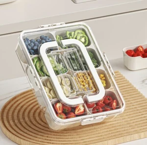 Snackle Box Container, Divided Serving Tray with Lid and Handle, Snack Box - Picture 1 of 3