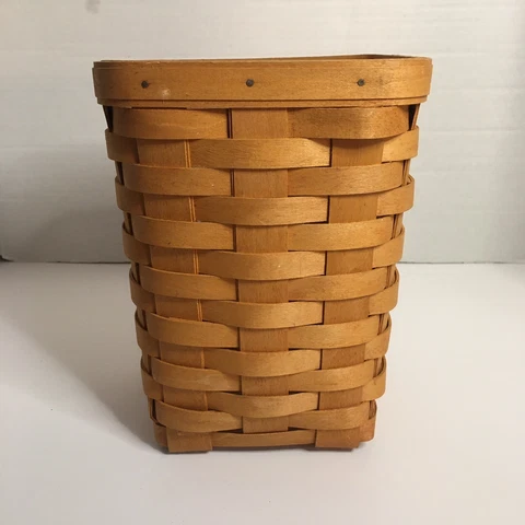 Vtg 1999 Longaberger Handwoven Basket Square/Rectangle W/ Plastic Liner Cover