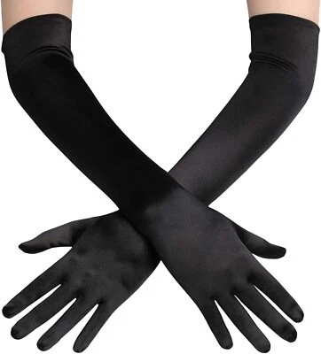 Women's Satin Long Gloves Opera Wedding Bridal Evening Party Prom Costume Gloves - Image 1 of 4