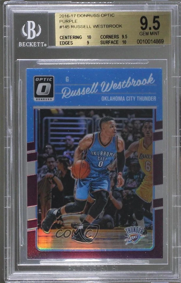 2016 Panini Donruss Optic Purple Prizm Russell Westbrook #145 BGS 9.5 GEM MINT - Image 1 of 2