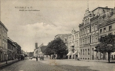 Ak Nowa Sól Neusalz an der Oder Schlesien, Markt und Berlinerstraße - 4668484 - Bild 1 von 2