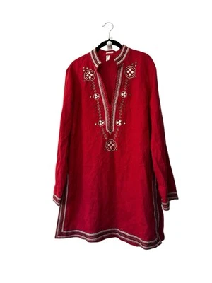 Old Navy Womens Tunic Shirt 100% Linen Embroidered Casual Beachy Size Large - Image 1 of 4