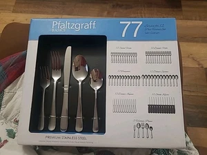 Pfaltzgraff Silverware Set Stainless Flatware Basics, 77 Pieces NIB Serves 12 - Picture 1 of 10