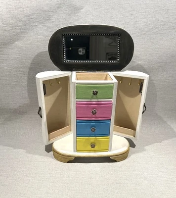 Hand Painted Wooden Vintage Jewellery Box/Wardrobe Storage 3 drawers that open. - Image 1 of 4