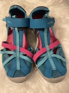MERRELL Sandals Girls Size 3 Blue Pink Water Hiking Select Grip - Picture 1 of 12