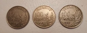 France 100 Franc Coin Lot of 3 - 1954, 1955 and 1955B * High Grade - Picture 1 of 2