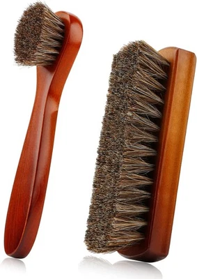 Shoe Brush, Cleaning 2 Pieces Horsehair Boot Brown  - Image 1 of 4