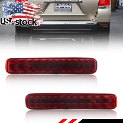 2X Red Lens Rear Bumper Reflector Lights For 2011 2012 2013 Toyota Highlander - Image 1 of 4