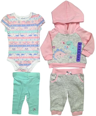 Kids Headquarters Infant 3 Months Girls 4-Piece Hoodie T-Shirt Jogger Legging - Image 1 of 4