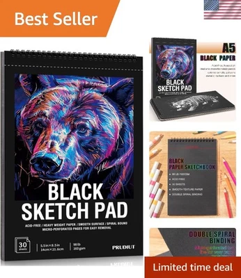 Versátil cuaderno de bocetos de papel negro - 5,5 x 8,5 pulgadas, ideal para artistas de todos los niveles Foto 1 de 4