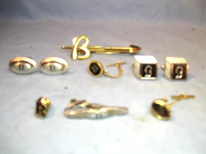 Vintage Manschettenknöpfe & Krawattenverschlüsse mit Monogramm Buchstabe B - Bild 1 von 5