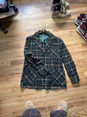 Chaqueta Blazer Pendleton Med Años 50 De Colección Para Hombres Multicolor A Cuadros Lana Virgen Foto 1 de 4