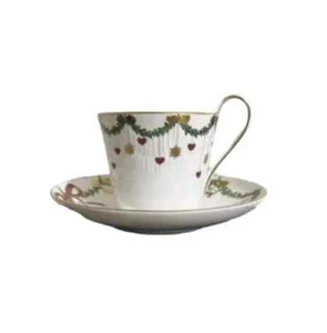 Royal Copenhagen Star Fluted Christmas Cup & Saucer Set of 2 - Picture 1 of 10