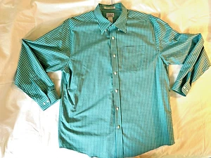 LL Bean Herren Langarm LG-reg blaugrün kariert Button Down Baumwolle Kleid Shirt Lightwt - Bild 1 von 7