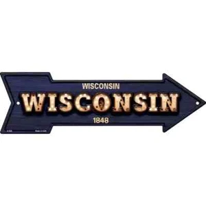 Wisconsin Glühbirne Schriftzug 2,25"x8" Pfeilmagnet Kühlschrank Küche Haus - Bild 1 von 1