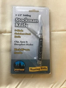 3-Blade Sportsman Series Folding Stockman Hunting Knife - 2.5" - Picture 1 of 2