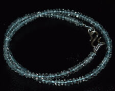 Sky Crystal Gemstone 925 Fine Silver 4 mm Round Beads 18" Strand Necklace VF-258