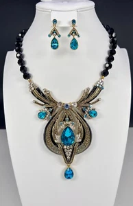 HEIDI DAUS “Draped in Deco” Crystal Statement Necklace And Earrings Set - Picture 1 of 5
