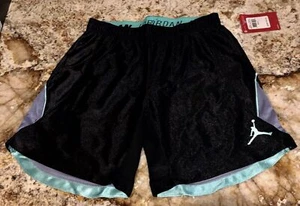 NIKE JORDAN Jumpman Color Block Black Turquoise Basketball Shorts NEW Girls Sz S - Picture 1 of 5