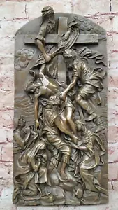 Bronze der Kalvarienberg religiös Wandrelief Heißguss Basrelief Skulptur Figur - Bild 1 von 10
