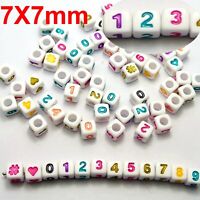 200 Mixed Color Transparent Assorted Alphabet Letter Cube Pony Beads 7X7mm Craft