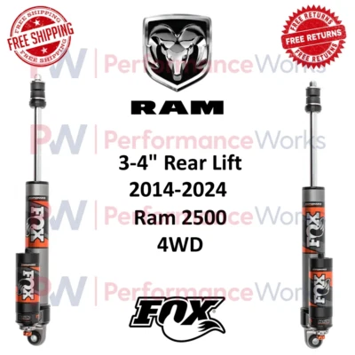 Par de Amortiguadores Ajustables Fox 2.5 Performance Elite 3-4" Elevador Trasero Para 14-24 Ram 2500 4x4 Foto 1 de 4